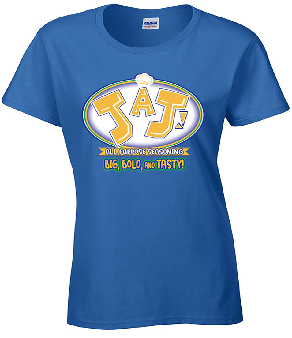 jaj! seasoning blend royal blue women's logo t-shirt front