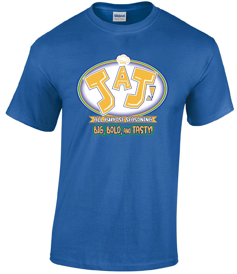jaj! seasoning blend royal blue men's logo t-shirt front